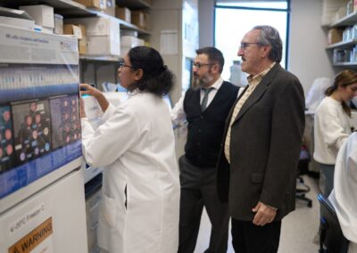 Dr. Alejandro Villagra and Dr. Anatoly Dritschilo at Georgetown University School of Medicine immunology lab.